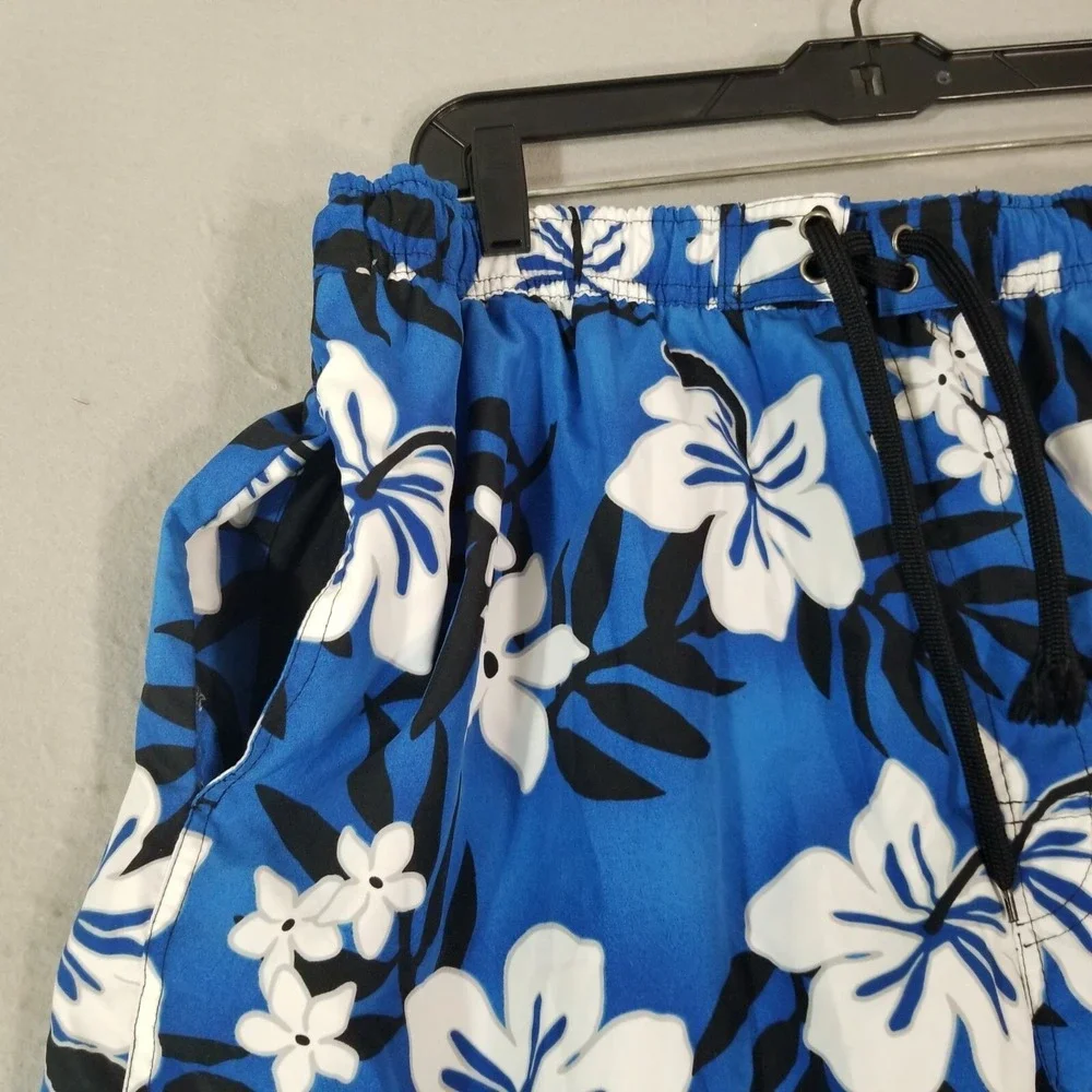 Sonoma swim shorts men's XL extra large blue floral pockets